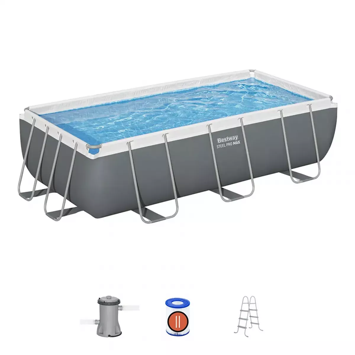 Бассейн каркасный 404x201x100 см прямоугольный с аксессуарами BESTWAY 56441 Бассейн каркасный 404x201x100 см прямоугольный с аксессуарами BESTWAY 56441